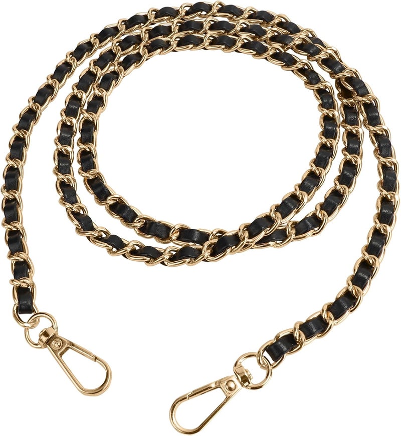 UU Metal Chain Strap, 47" Purse Straps Replacement, DIY Purse Chain Accessories, Crossbody Bag and Handbag Strap with Metal Buckles (Black & Gold) - Image 1
